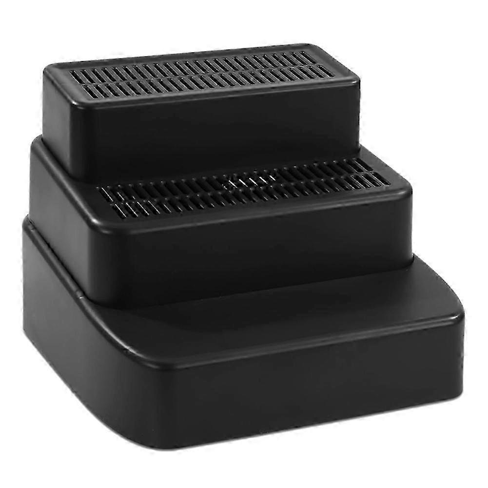 Adjustable 3 Steps Litter Box Ramp with Filter Function, Detachable Litter Trapper, compatible with Small & Elde
