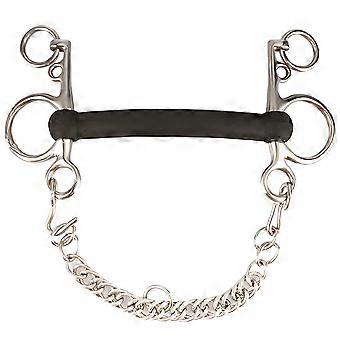 Comfortable Rubber Wrapped Stainless Steel Straight Bar Horse Bit with Soft Black Rubber Coating for Equestrian Sports Multicolor