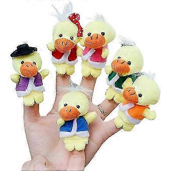 6pcs Cute Plush Duck Finger Puppets for Kids - Cartoon Animal Hand Puppets Set for Play & Learning