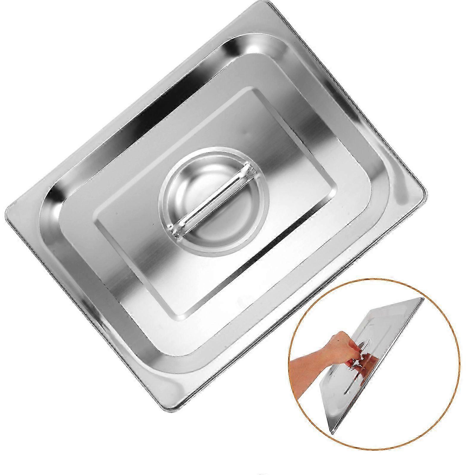 Stainless Steel Rectangular Pan Lid with Handle Rectangular Pan Cover Handled Pan Lid Rectangular Pot Lid Hotel Buffet Pan Protector Cover