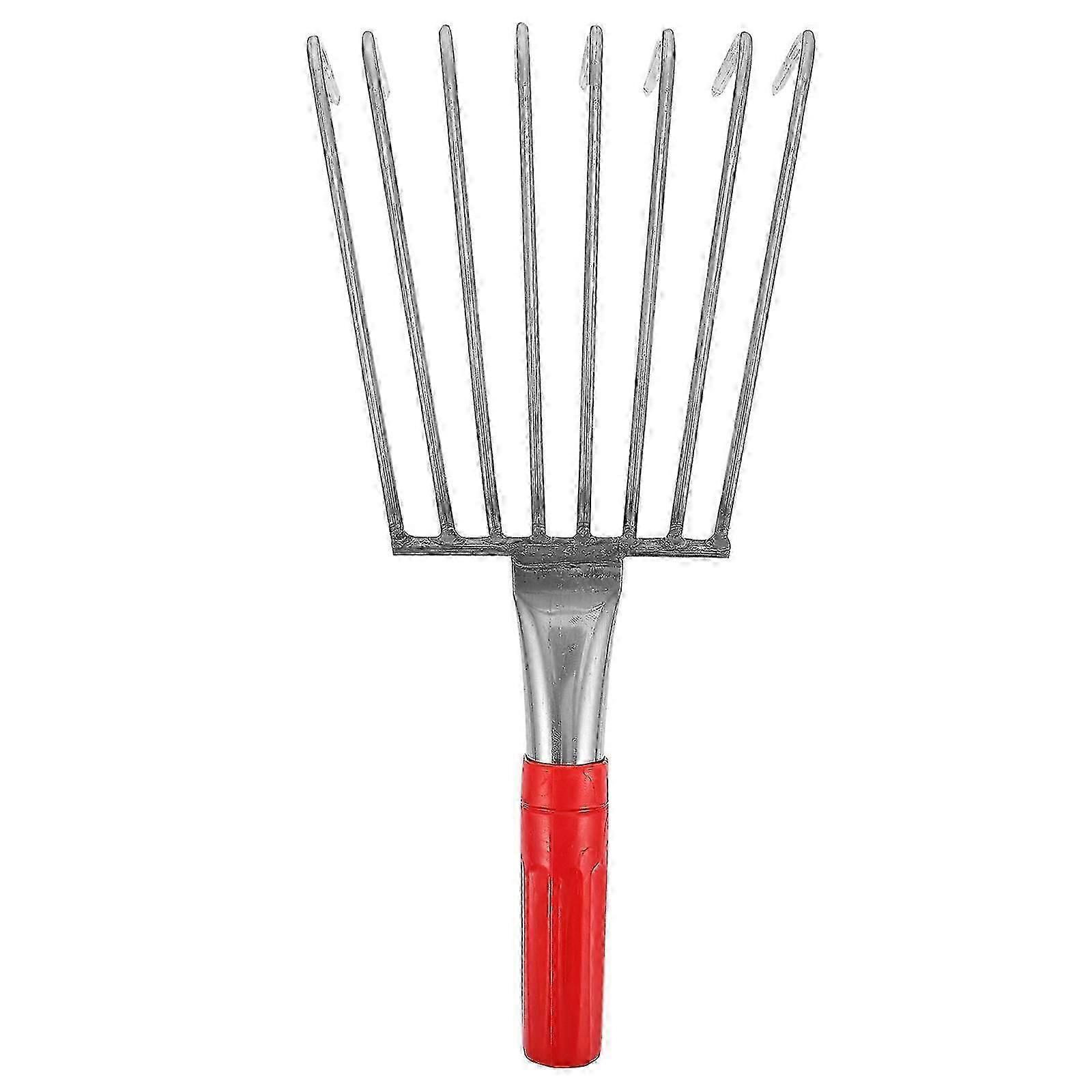 Hand Rake Cultivator Useful 8 Tine Claw Rake Practical Beach Shell Digging Tool Red