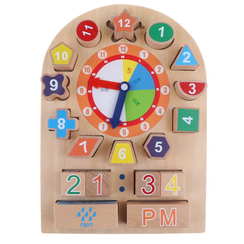 Wooden Matching Game Clock Building Block