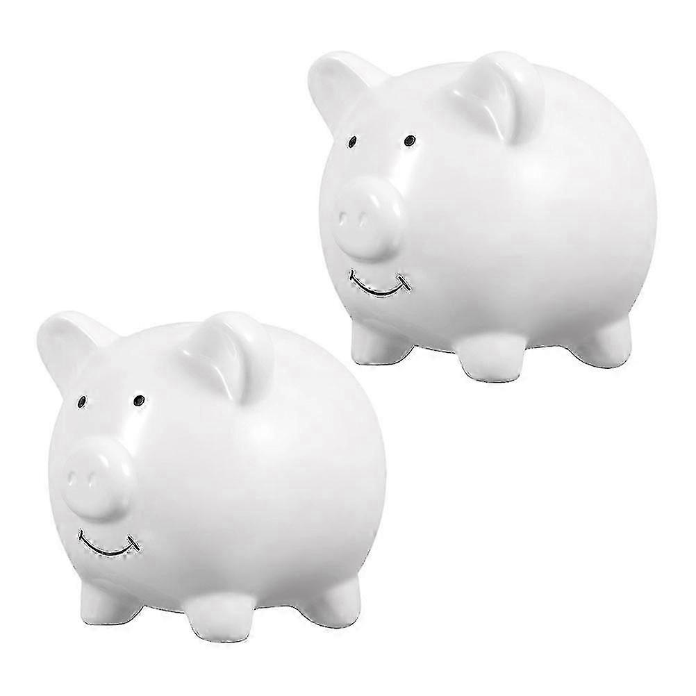 White Piggy Bank Ceramic Set