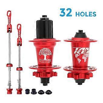 MTB Bike Hub Mountain Bike Bicycle Front & Rear Hub Set 32/36 Holes 6 Bearings with Quick ReleaseYMQX)
