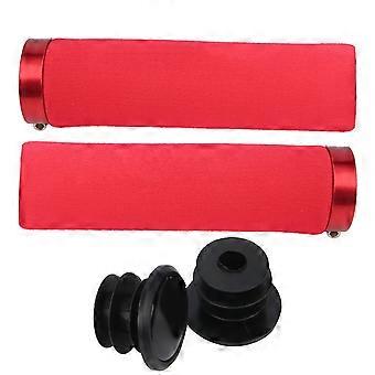 Comfortable Sponge Bicycle Grips Bike Handlebar End Locking Grips Riding AccessoryRed Grip Red Ring YMQX)