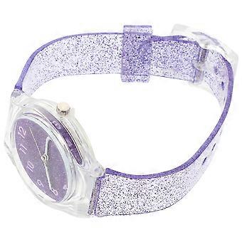 Watch Purple Transparent Wristwatch with Glitter Silicone Band