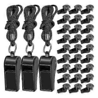 48 Pcs Plastic Sports Whistles with Lanyard, Loud Referee Whistle for Coaches, Training, Emergency, Soccer, Basketball, Volleyball