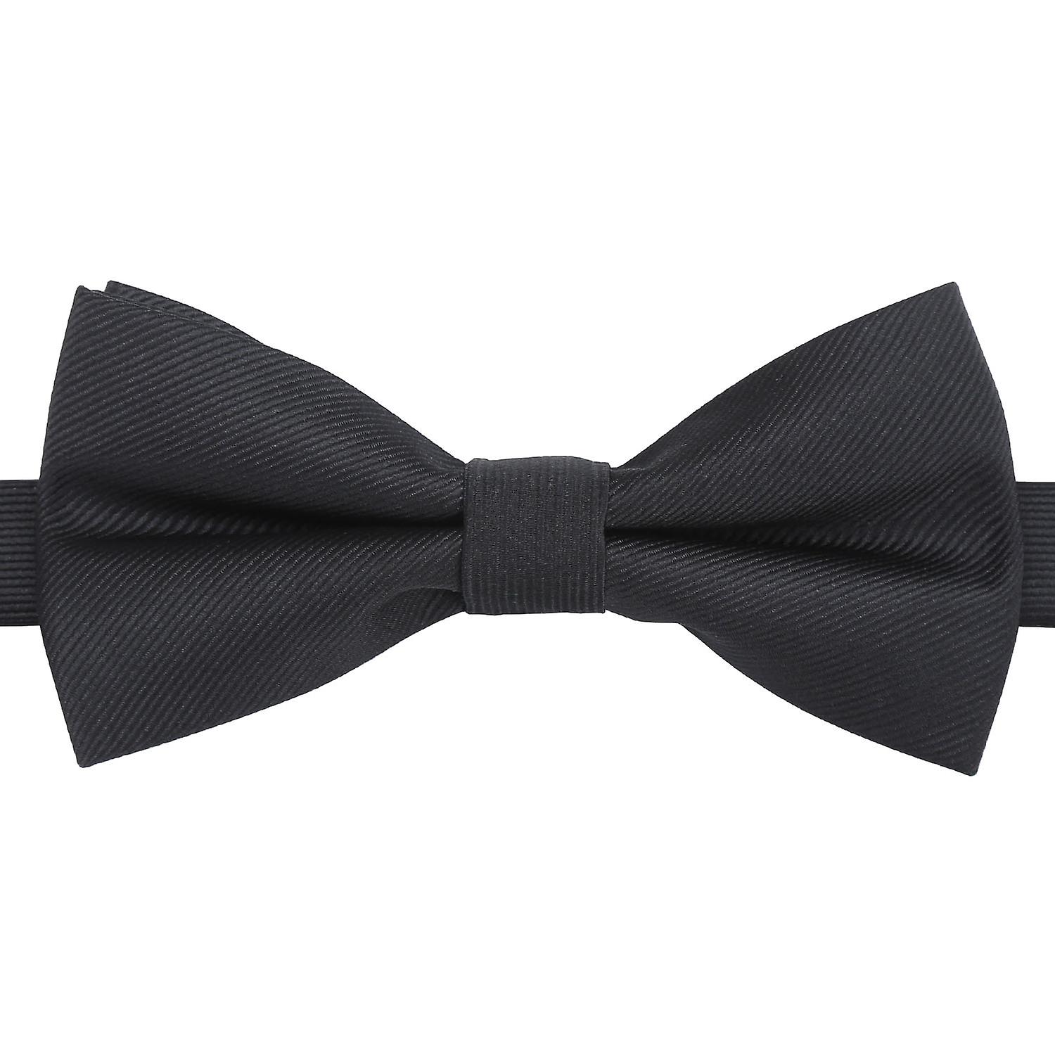 Black Plain Twill Pre-Tied Bow Tie