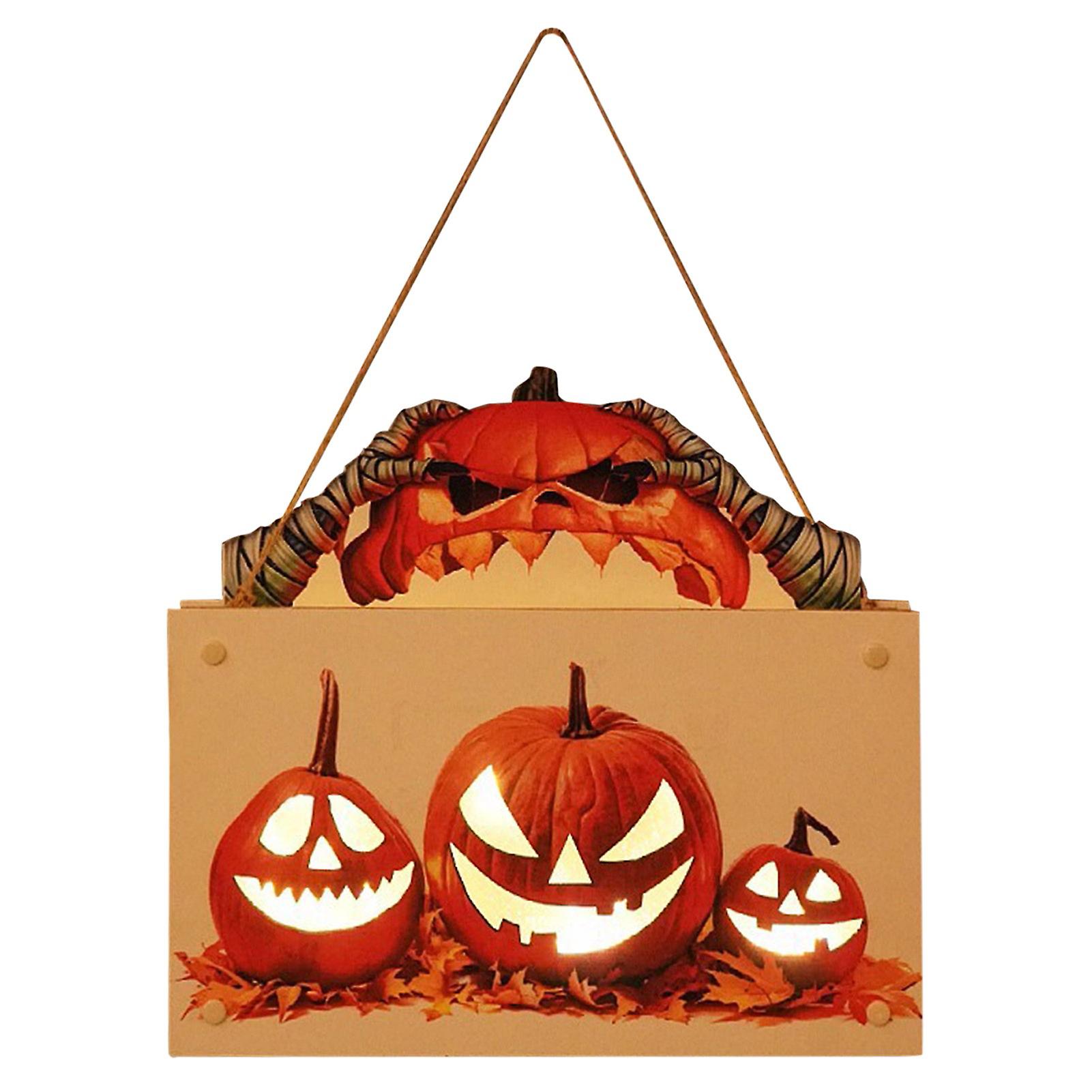 Halloween Luminous Doorplate Hanging Night Lantern Pumpkin Ghost Lantern