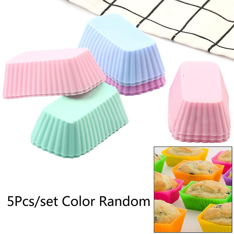 Random 5pcs Silicone Cake Molds Rectangular Muffin Cup Cake Baking Mould Kitchen Pastry