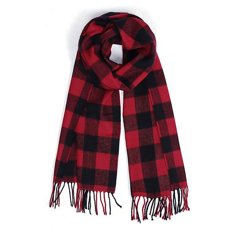 Warm Check Pattern Women's Winter Scarf And Scarf Unisexblack And Red