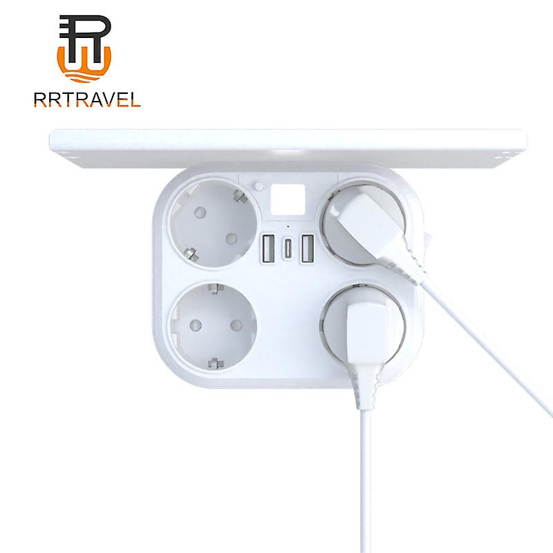 Wall Power Strip, Power Strip USB Socket 4 Outlets and 3 USB Ports 3A, Multiple USB Charger 7 in 1 4000W, Multiple Socket Compatible with Phone, Porta