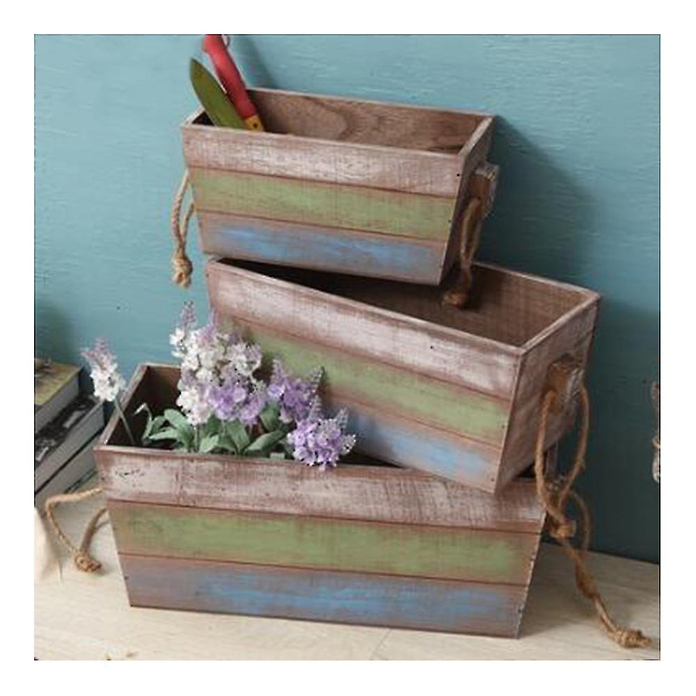 Table Storage Box Retro Handheld Storage 3pcs Set