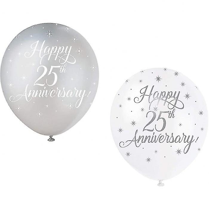 Unique Party Latex 25th Anniversary Balloons (Pack of 5)