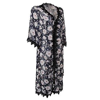 Women Bohemia Floral Print Chiffon Lace Cardigan Long Tops Loose