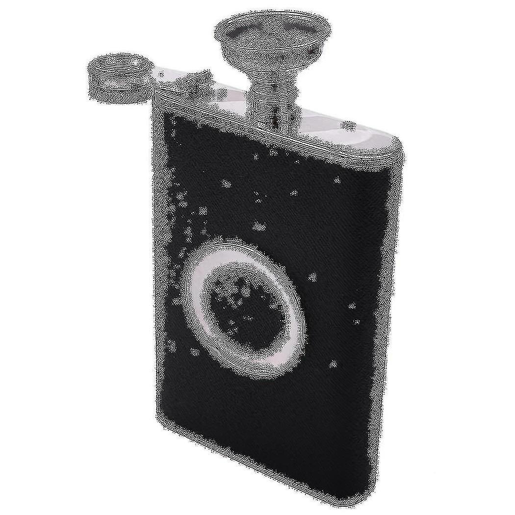 8 Oz Stainless Steel Hip Flask Set - With 2 Oz Collapsible Shot Glass & Funnel, Black PU Leather Cover, Gift For Men