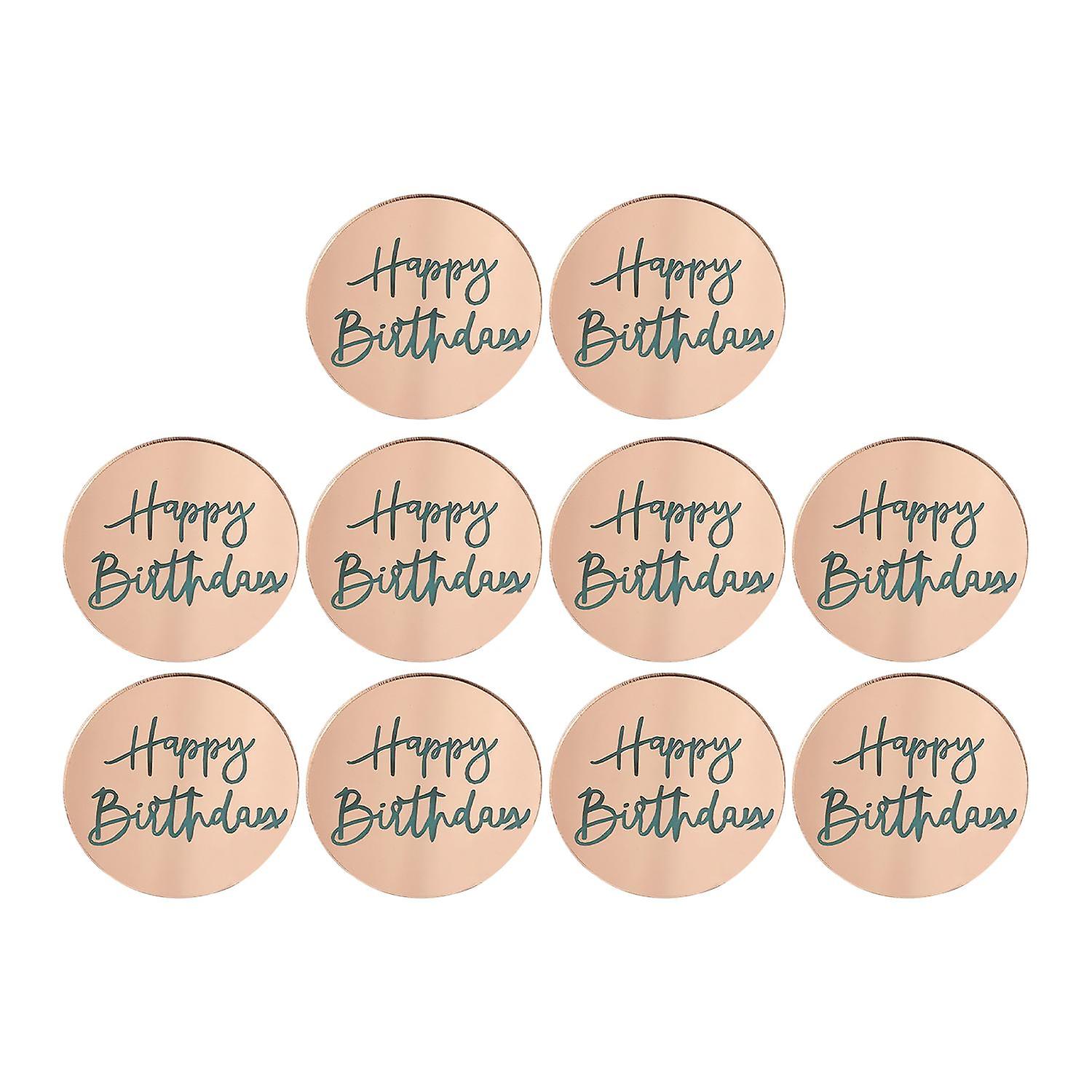10Pcs Cupcake Toppers Healthy Nice-looking Lightweight Happy Birthday Circle Cake Topper Decorations