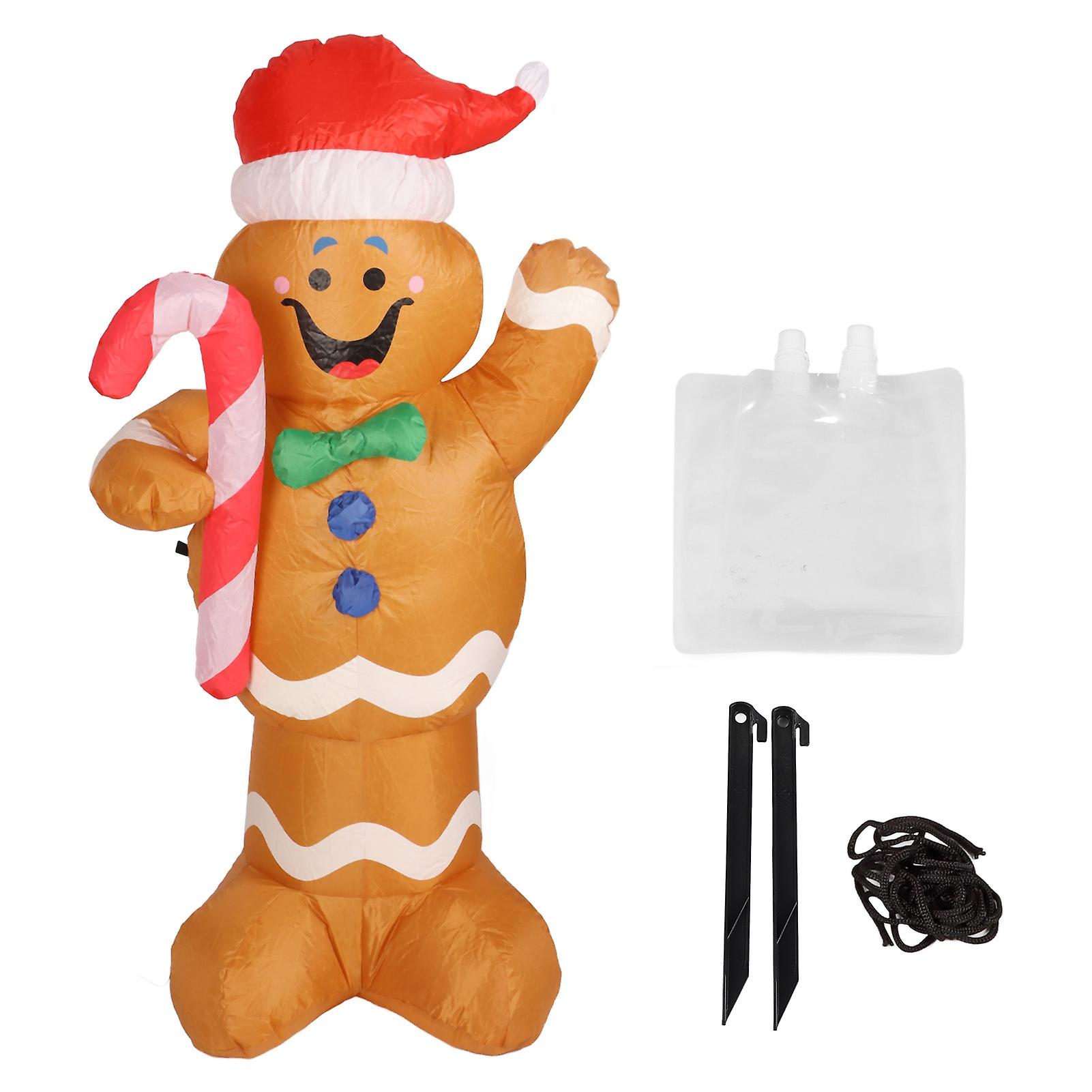 1.5m Height Christmas Inflatables Gingerbread Man with Candy Canes Blow Up Yard Decoration Snowman with LED Lights 100240V(Without Gas)