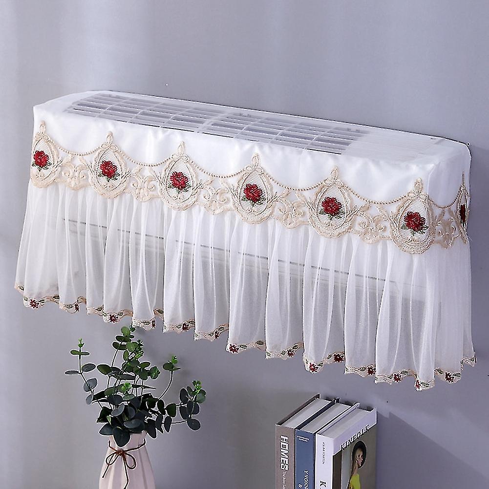 Lace Air Conditioner Dust Cover 86cm Wine Red Floral Pattern