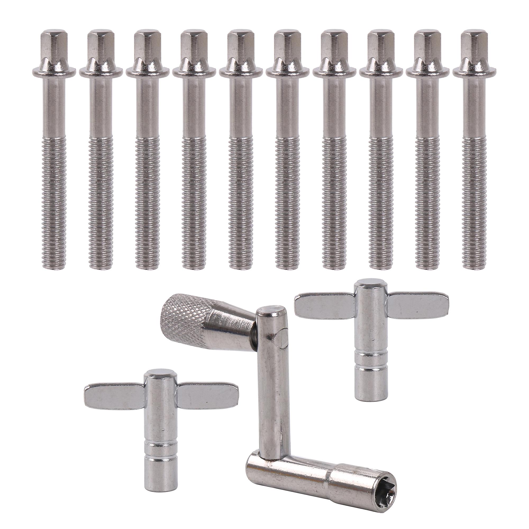 13 Pcs Drum Screw Tension Rod M6x45mm Replacement Kit w/ Key Wrench Tool