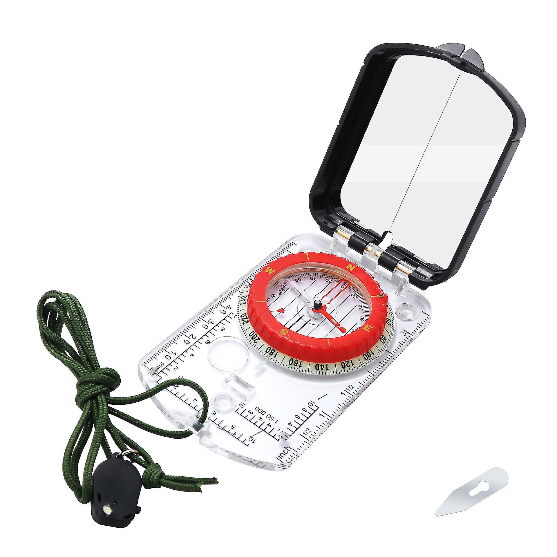 Mirrored Sighting Compass - With Adjustable Declination & Map LED