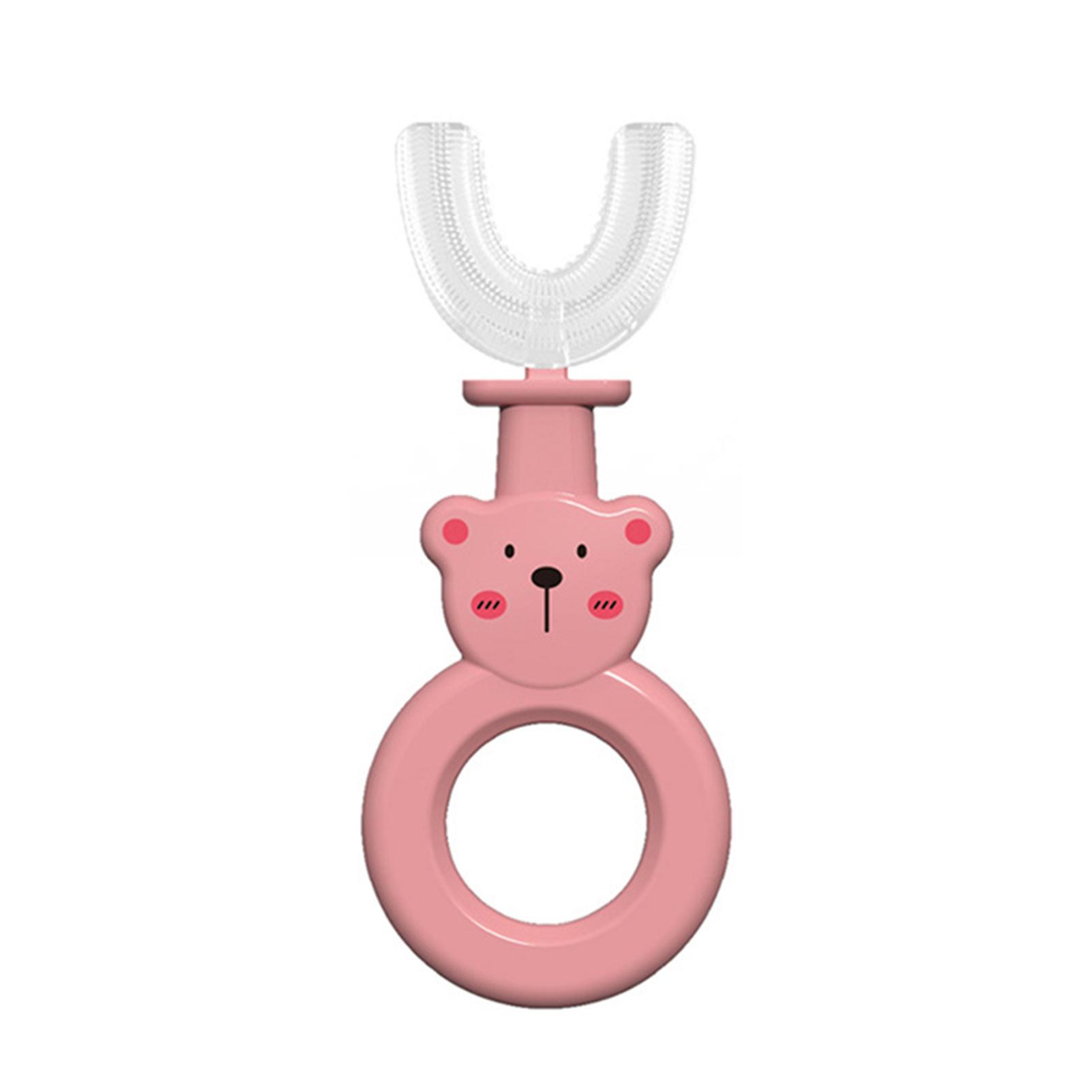 Manual Children Toothbrush with U-Shape Soft Silicone Brush Head Practical Teeth Cleaning Tool for