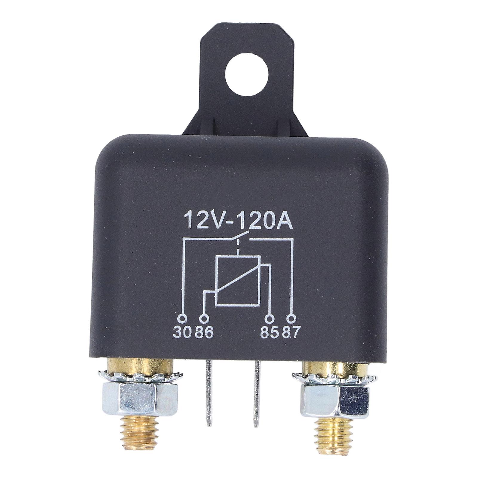 Uadme Car Starter Relay, 2.4W 120A 4 Pin Normally Open Contact Brass Coil High Starting Power Relays Switch 12V