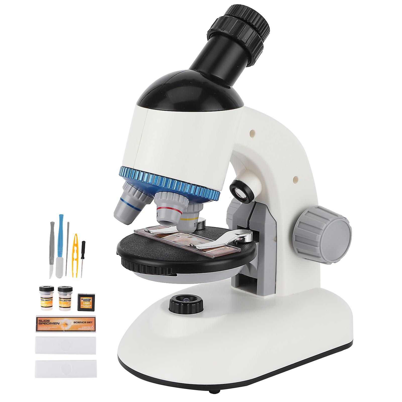 40X-1200X Kids Microscope with 360 Rotation Head Educational Toy for Children BeginnersWhite