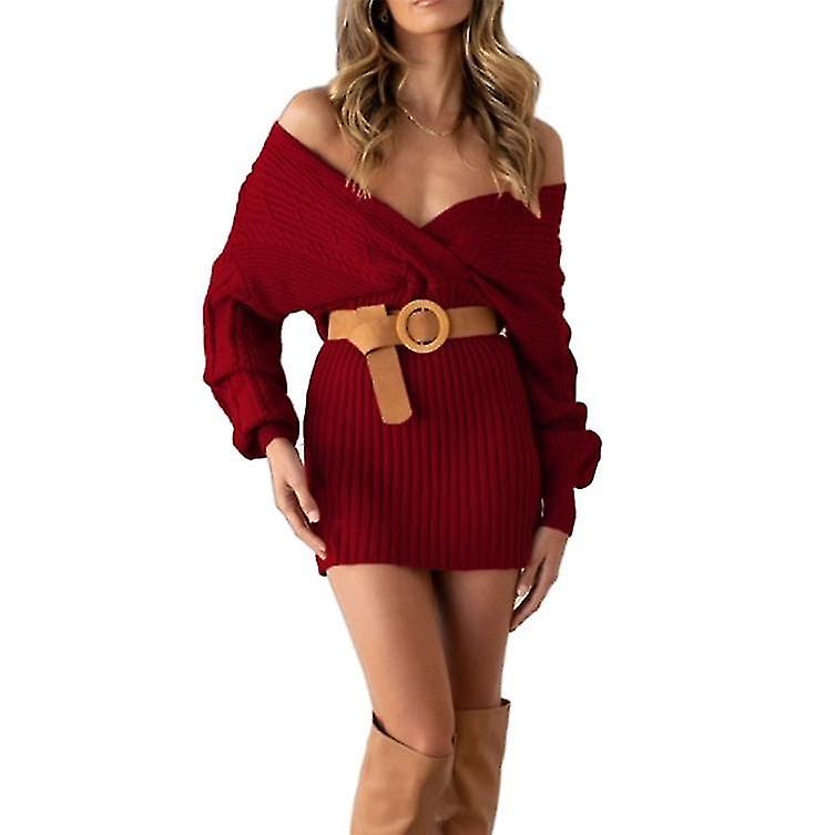 Strickkleid Hüftrock Damen Top Pullover