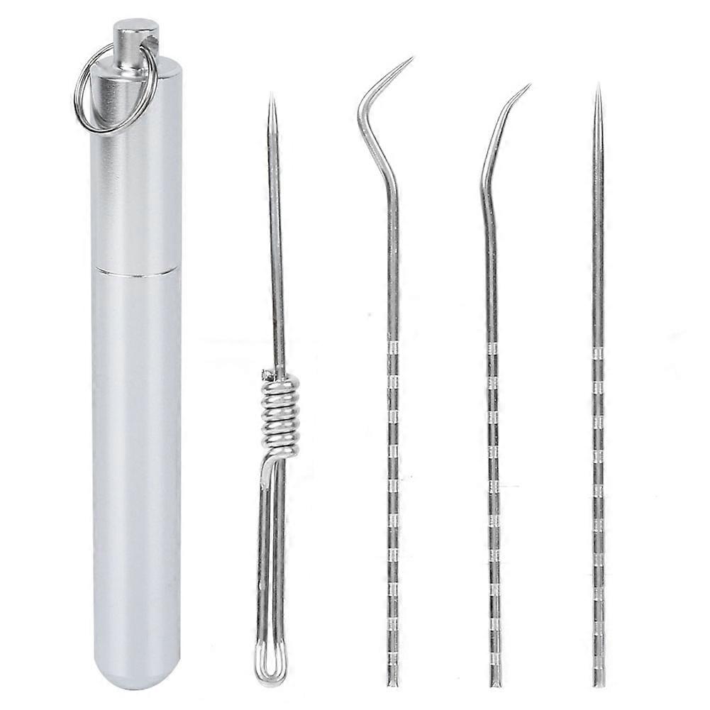 4Pcs/Set Outdoor Metal Pickteeth Tool Storage Box Portable Carrying Mouth Care Toothpick