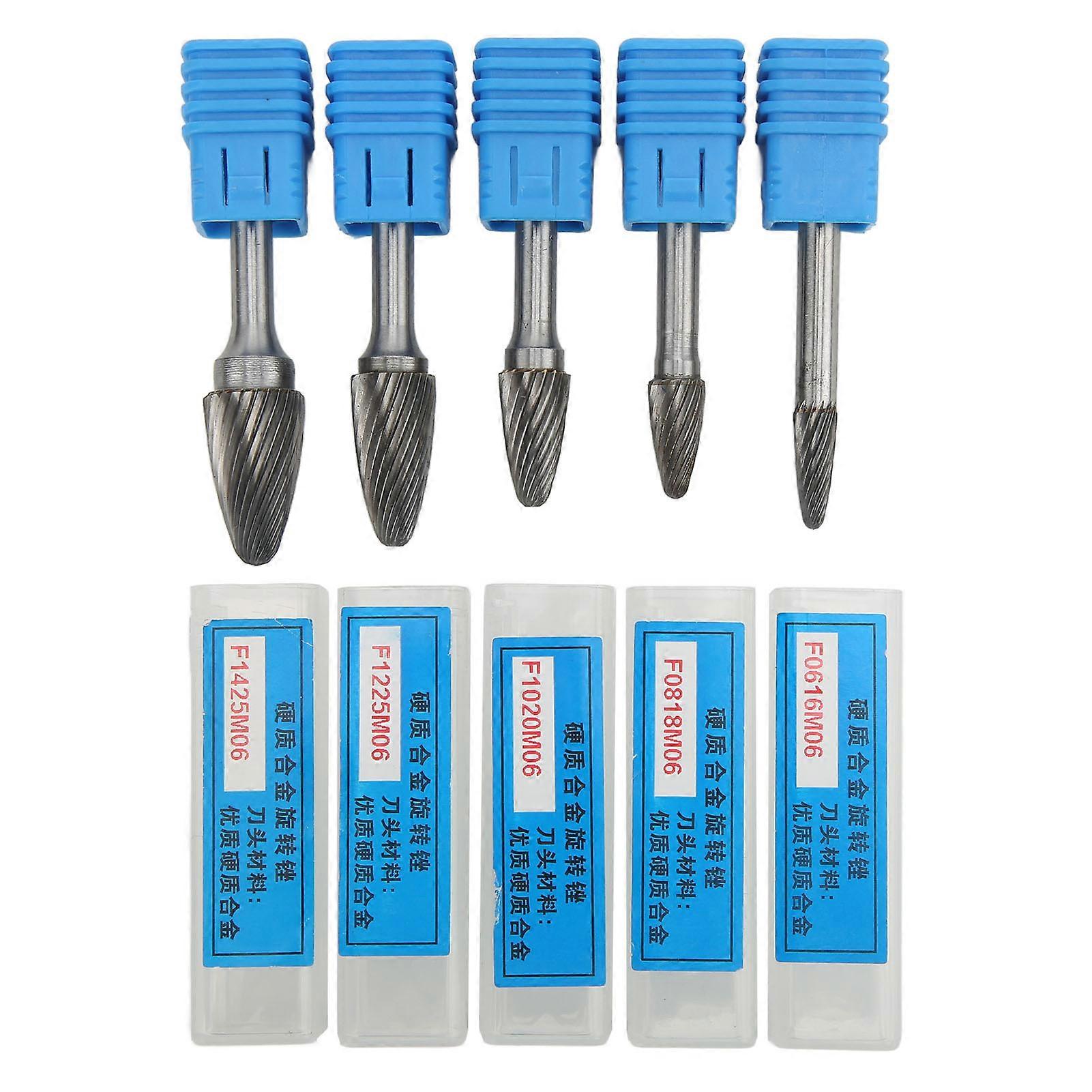 5pcs Single Cut Burrs Single Cut Rotary File with 6mm/0.24in Shank for Engraving Polishing Drilling