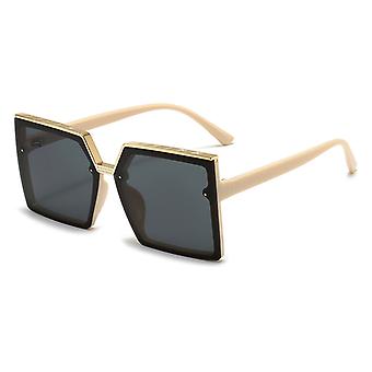 Veeki Retro square sunscreen sun korean style sunglasses large frame glasses Polarized Sunglasses Retro Square Polarized Sun Glassesbeige