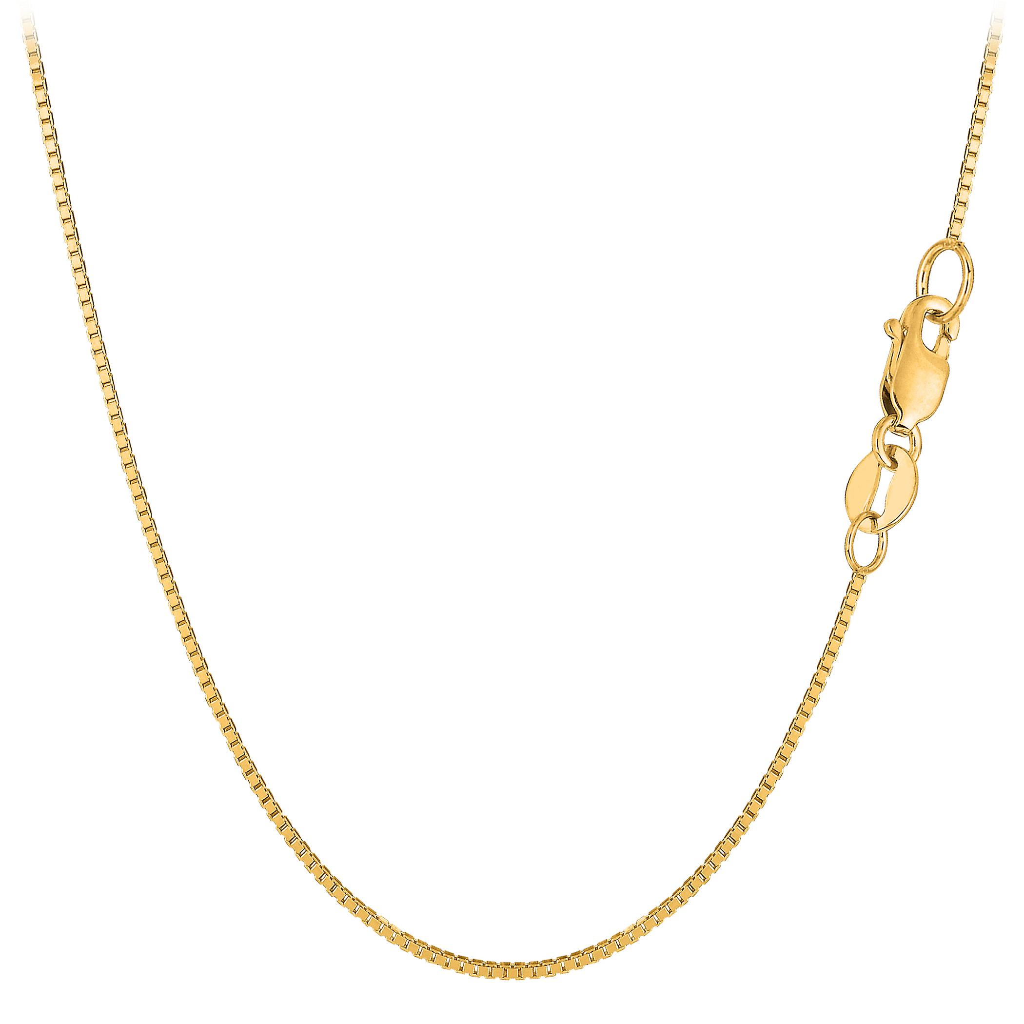 10 k miroir or massif jaune boîte chaîne collier, 0,8 mm