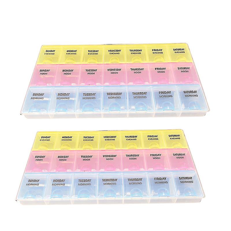2pcs 21-grids Pill Box