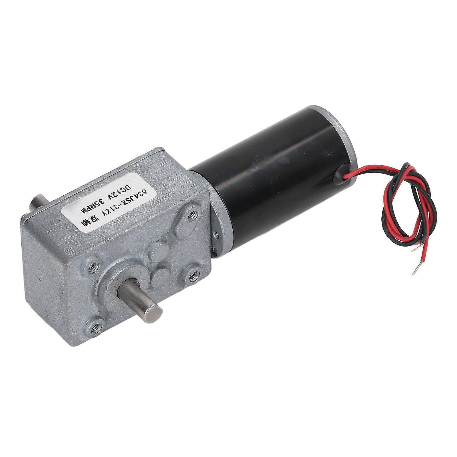 Gear Motor Dual Shaft DC 12V Self Locking Speed Reduction CW CCW Worm Geared Motor 35RPM 