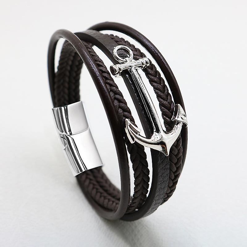 אופנה קלוע חבל ארוג רב שכבתי עור גברים צמידי פאנק נפש מגנט צמיד לחבר קסם תכשיטי מתנות