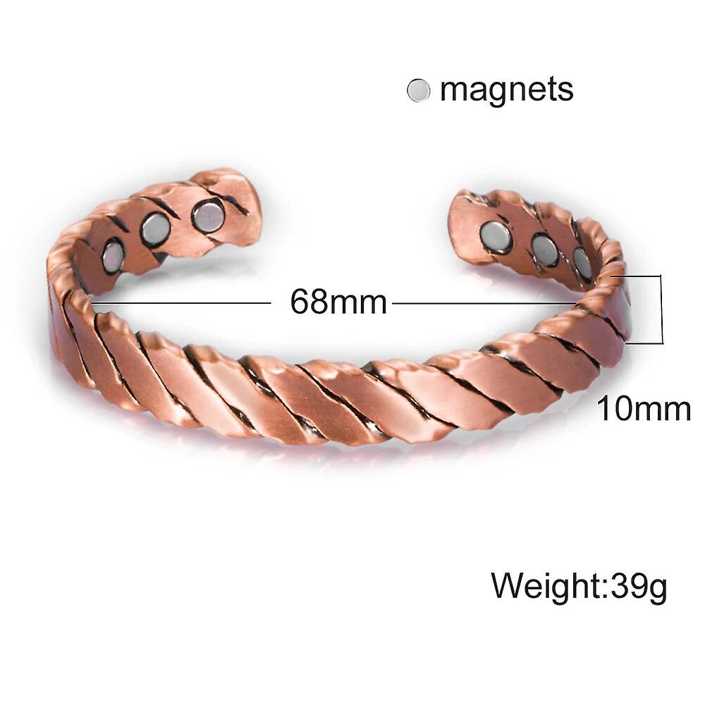 سوار مغناطيسي ملتوي من النحاس قابل للتعديل صفعة خمر سوار مغناطيسي فوائد أساور نحاسية للطاقة الصحية للنساء
