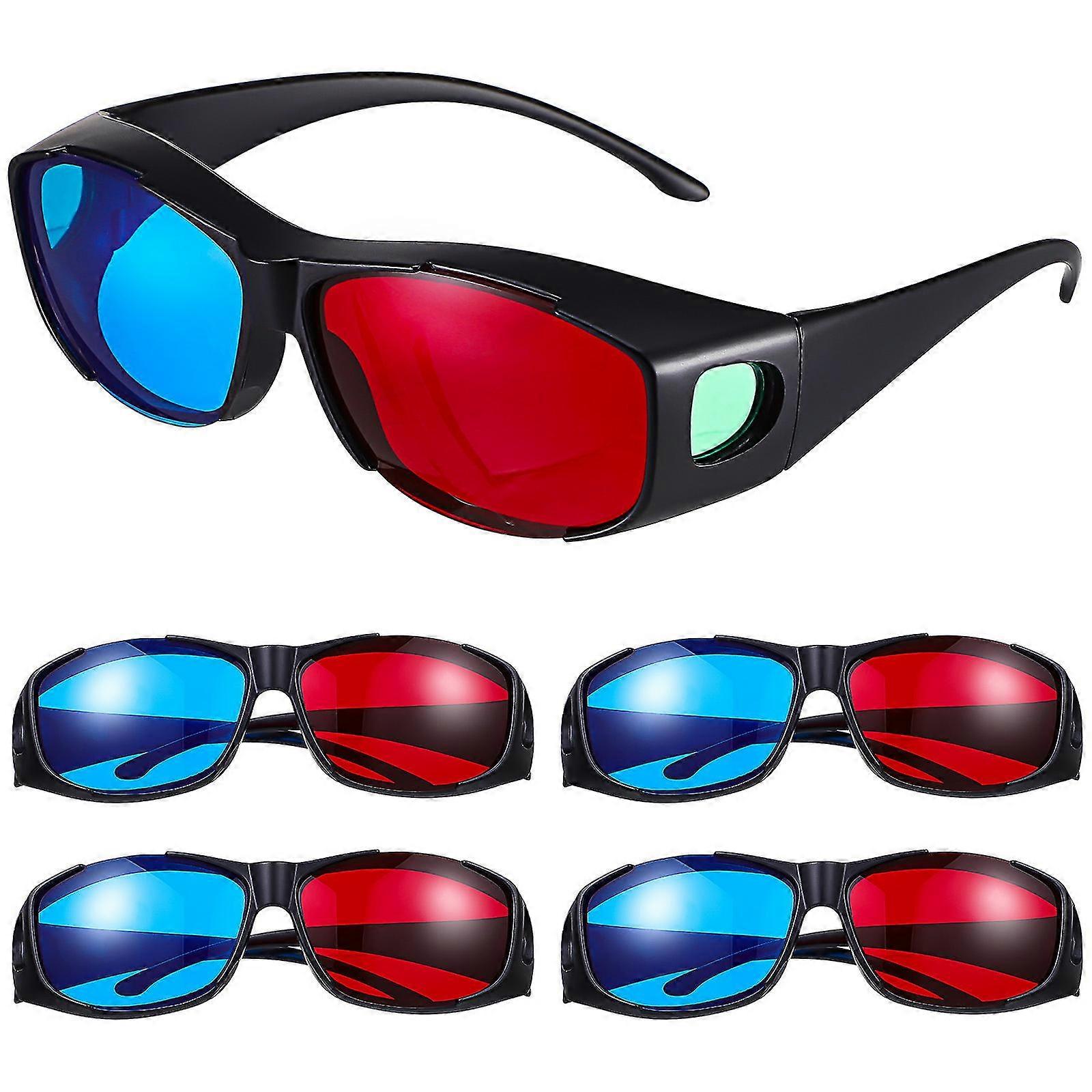 5 kpl 3D-lasit 3D-elokuvat Lasit 3D-katselulasit Punaiset ja Siniset 3D-lasit Anaglyph-lasit