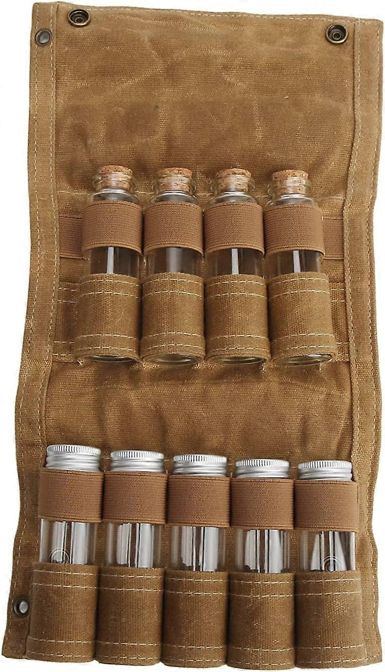 Sac  pices avec 9 pots  pices (kaki), sac  bouteilles d'pices p