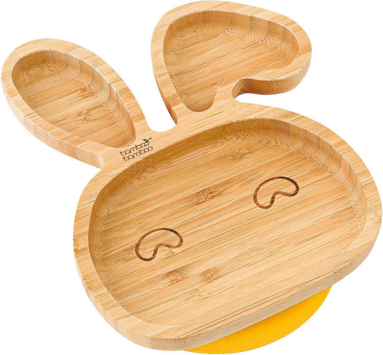 bamboo bamboo baby suction cup feeding dish with suction cup, made of natural bamboo In the shape of a fox's head