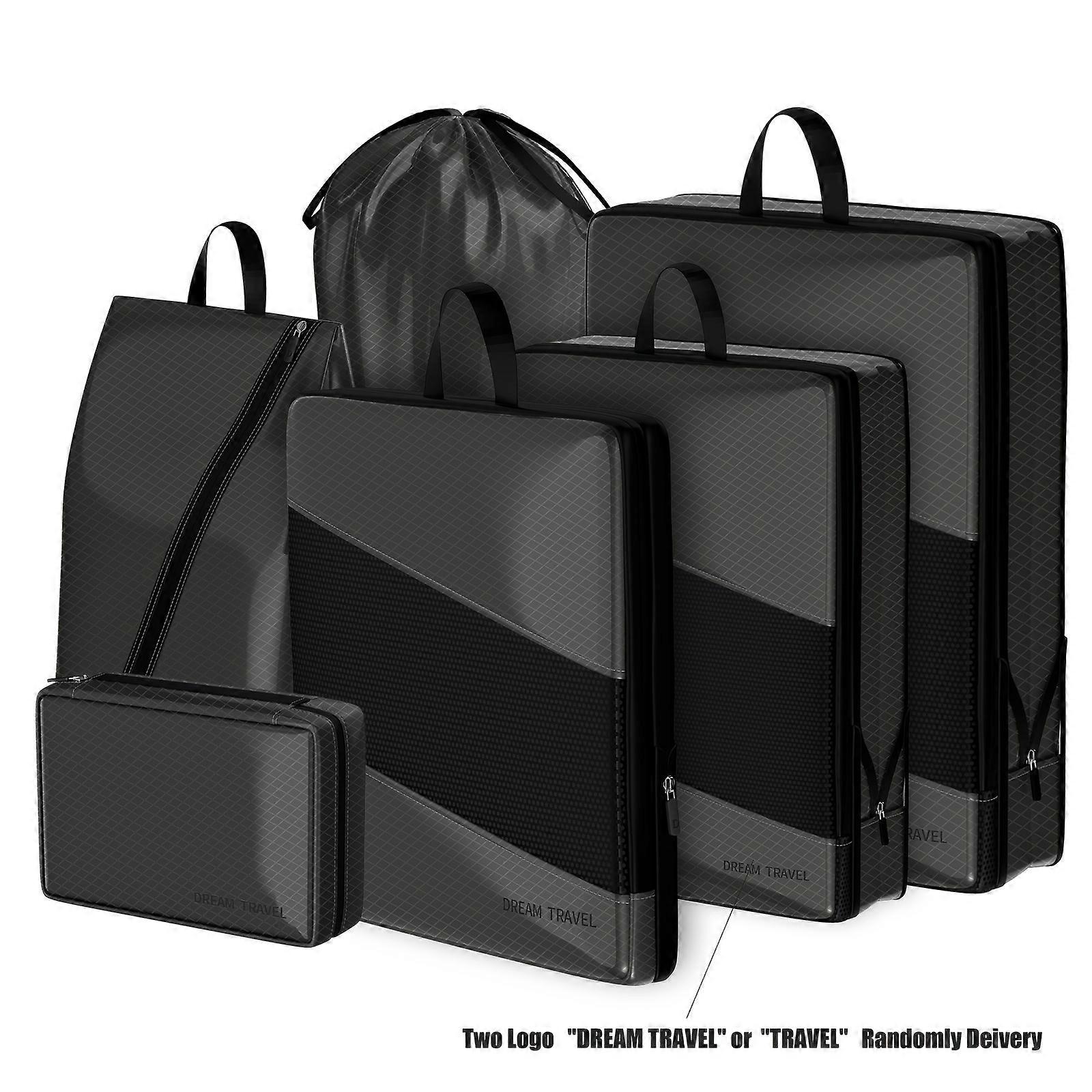 6pcs Compression Packing Cubes For Suitcases, Travel Essentials Expandable Storage Bags, Portable Organizer For Luggage With Shoes Bag