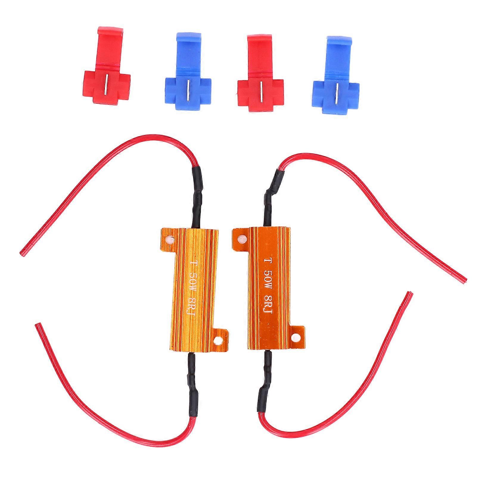 2 Sets Load Resistor 50W 8Ohm Error Free Accessory Replacement Kit for LED Light DRL
