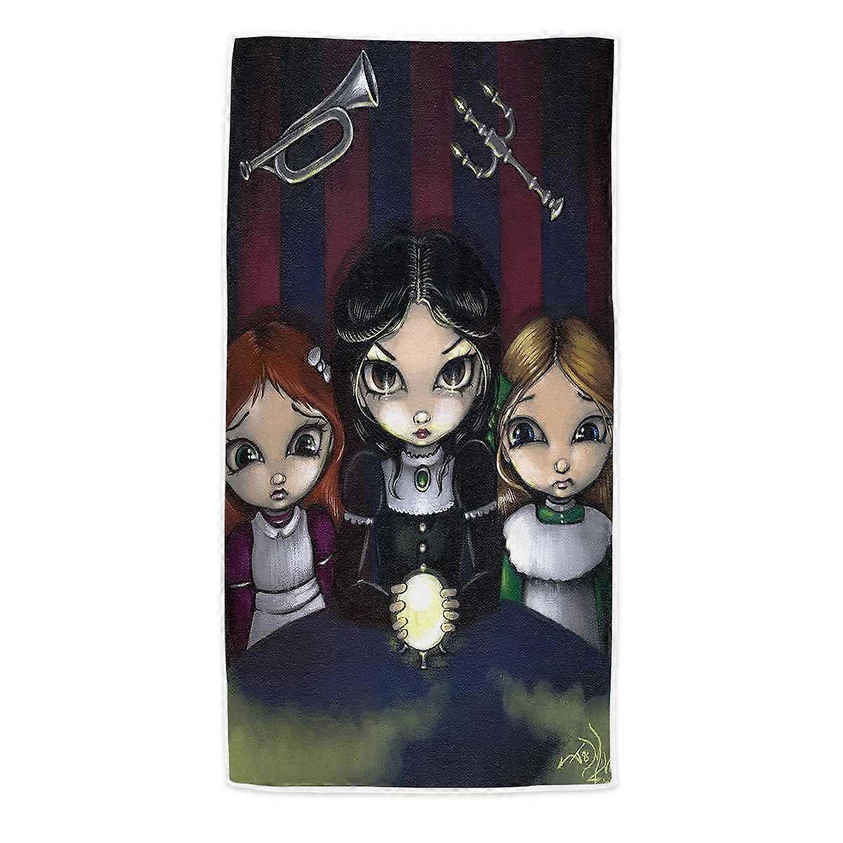 The Seance Dark Gothic Art of Three Spiritual Girls Microfiber Beach Towel