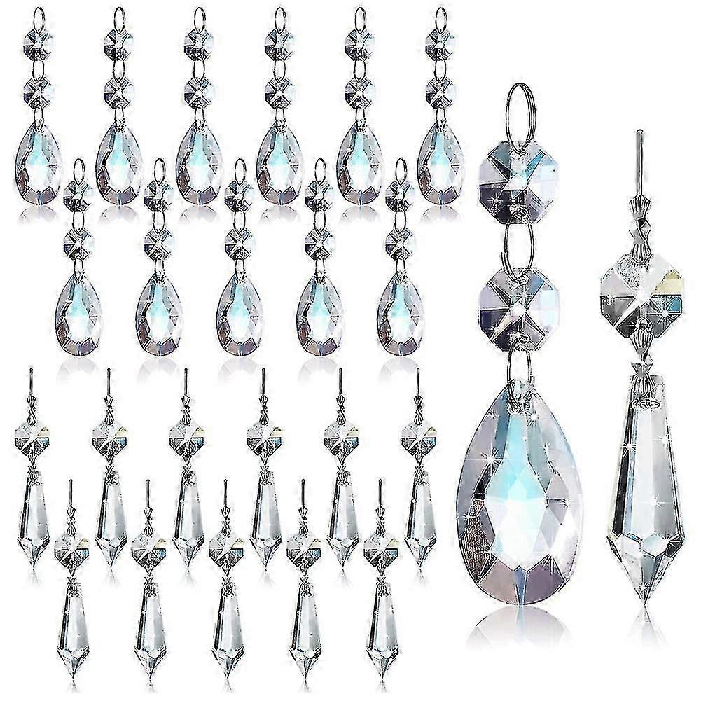 24 buc candelabru cristal prisme pandantive Set 38 Mm Clear Teardrop Icicle candelabru cristale Părți