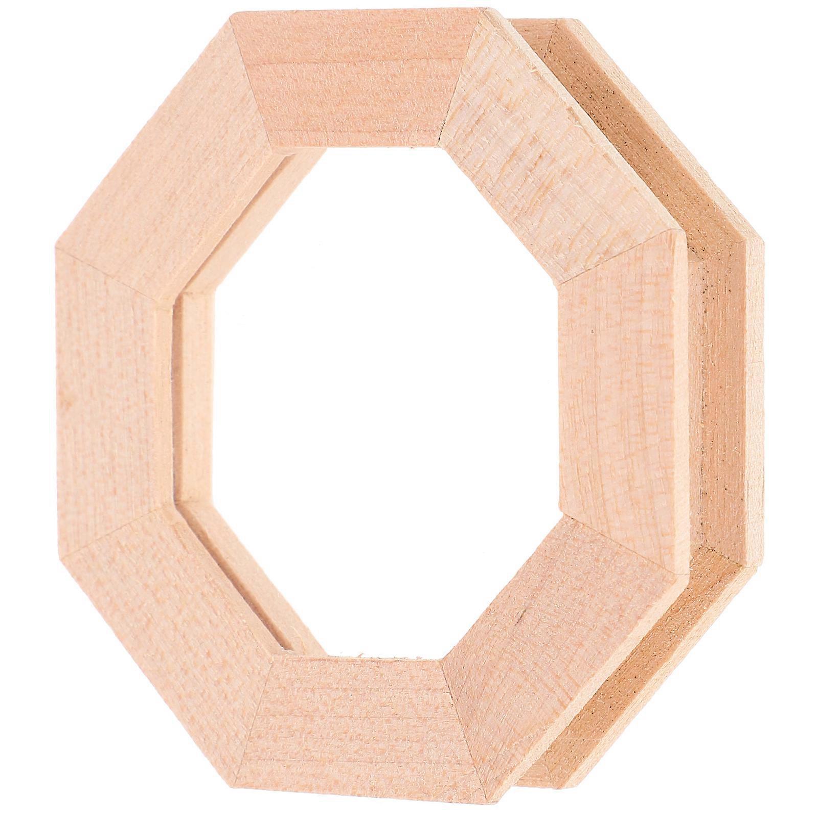 Miniature Furniture Doll House Mini Octagonal Window Frame Diy Unpainted Wood Window Frame