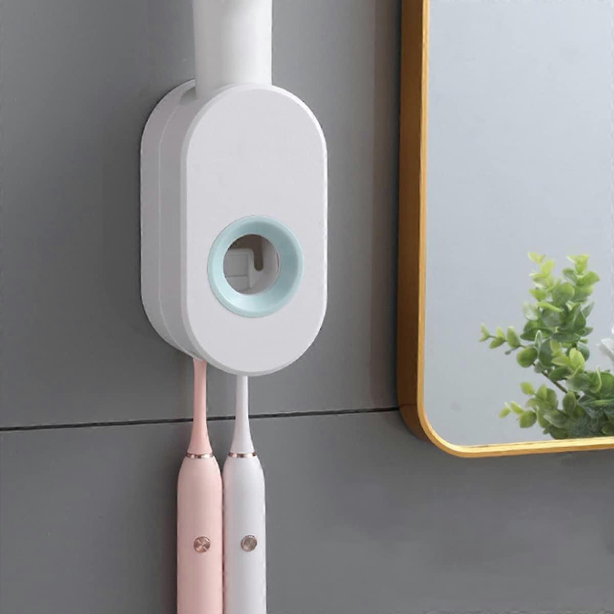 Wall Mounted Automatic Toothpaste Dispenser with Holder Organizer Self-Adhesive Toothpaste Squeezer Hands