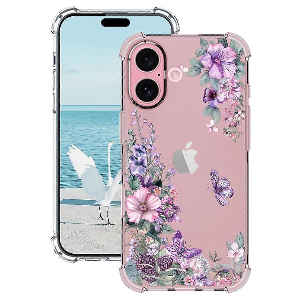 For iPhone 16 Plus Case Pattern Printing Corner Protection Soft TPU Phone Cover - Style B