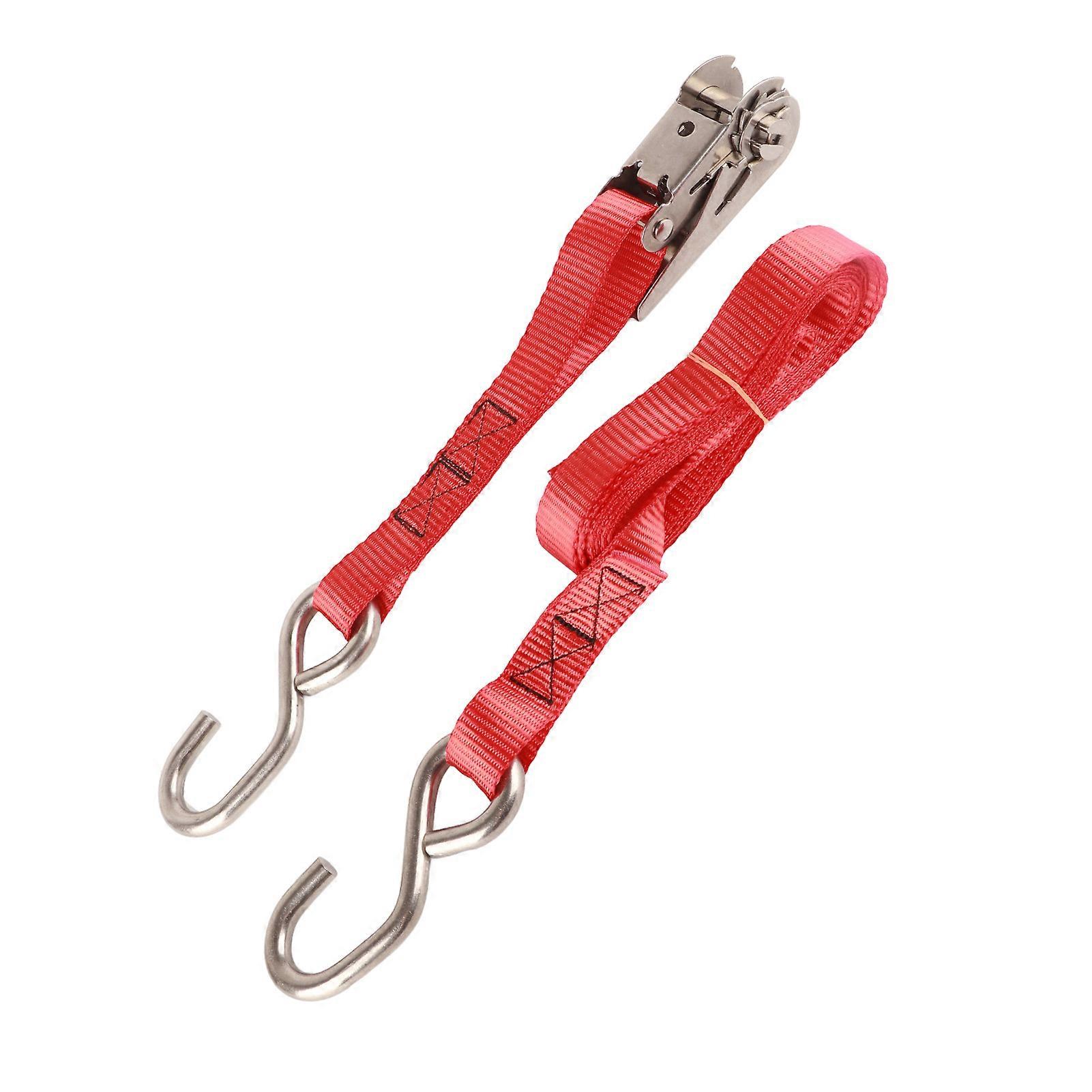 1in 25mm Ratchet Tie Down Straps Red Rust Proof Ratcheting Securing Straps for Vehicle Ship Transport