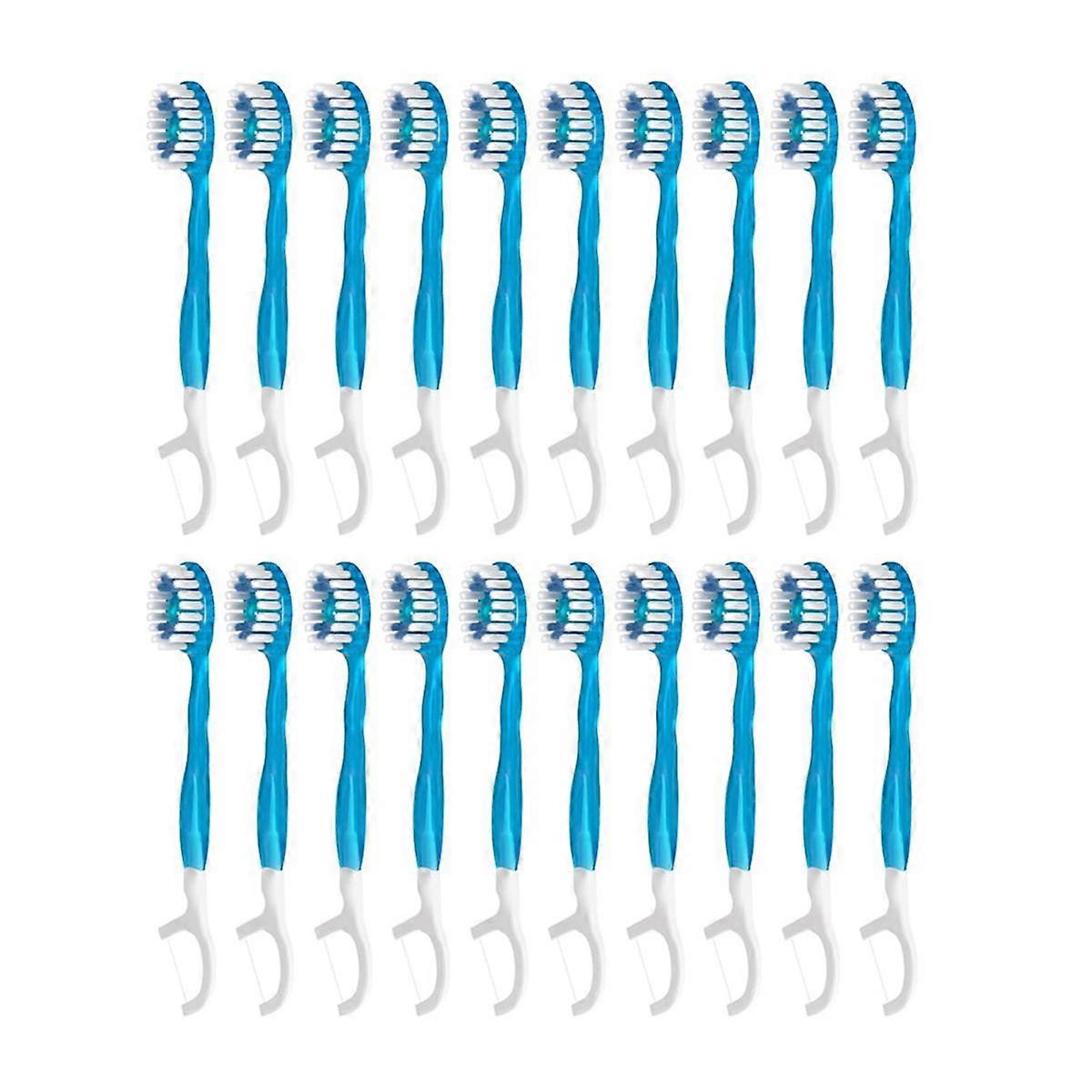 Disposable Travel Toothbrushes, 5-In-1 +Floss+Pick+Tongue ,Prepasted Toothbrush with Freshening Bea