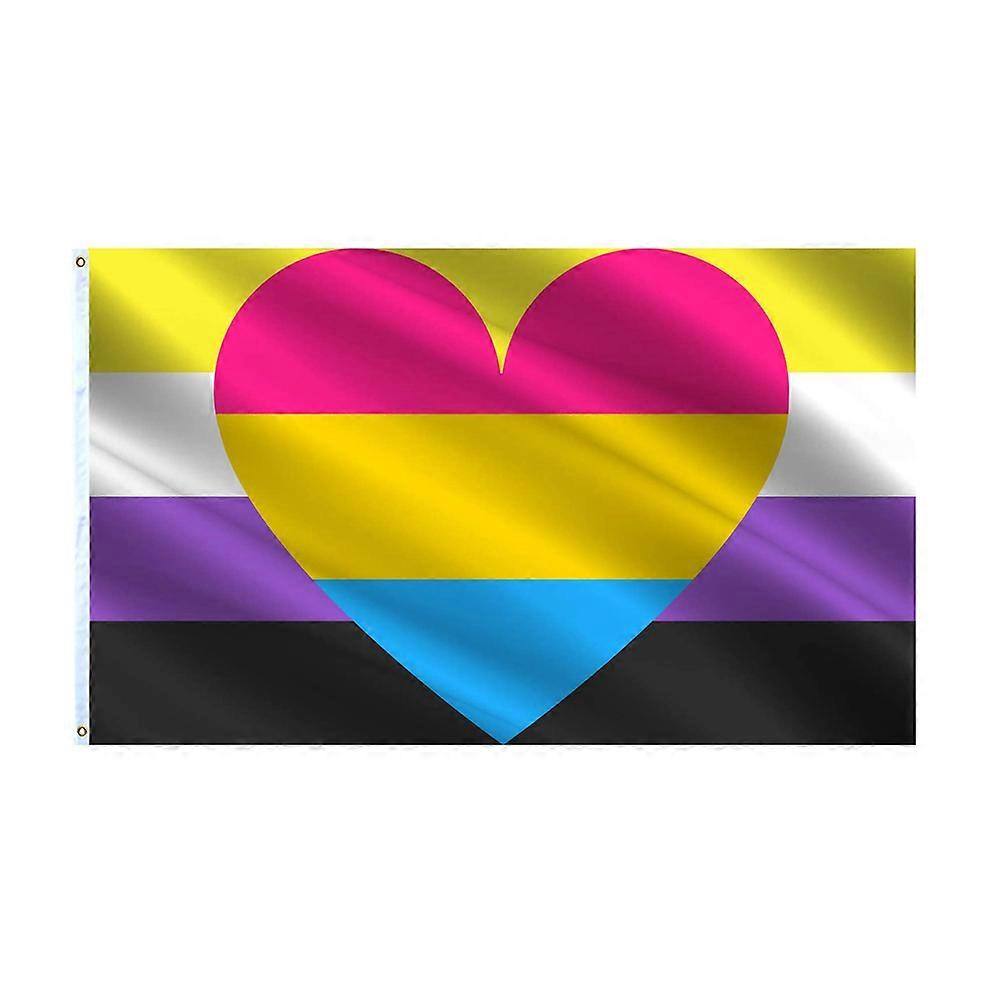Flagnshow 3x5 Ft Nonbinary Pansexual Pride Flag Non Binary Pan Heart Banner
